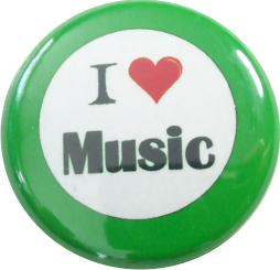 I love music button green